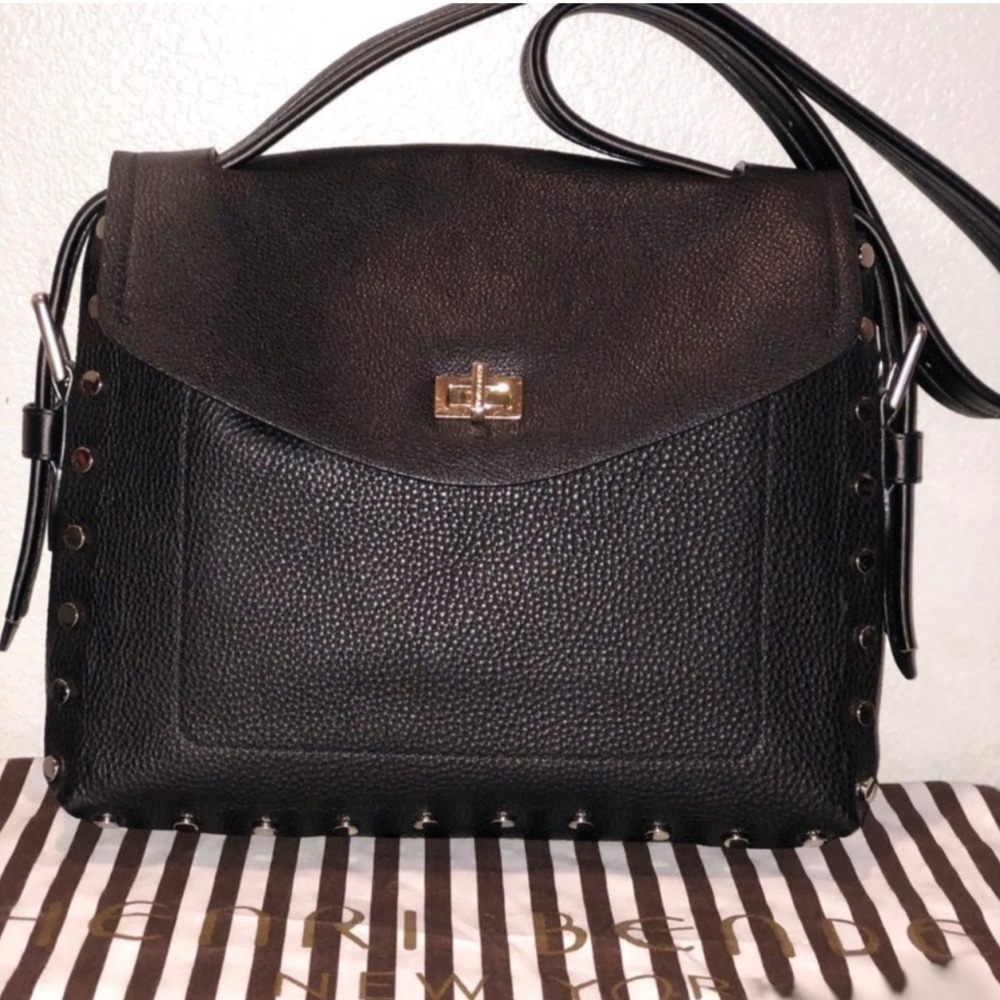Henri Bendel Black Studded Shoulder Bag